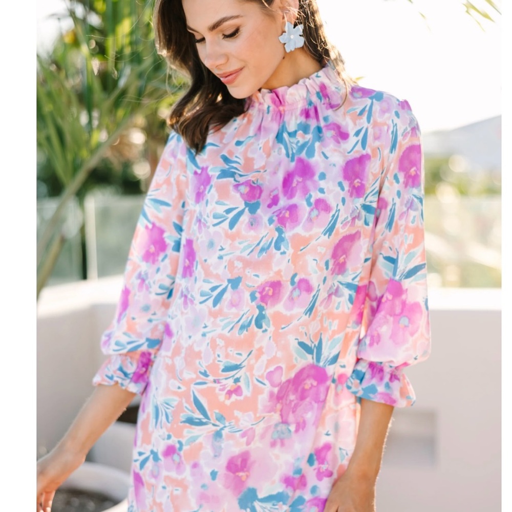 Lavender Purple Floral Shift Dress